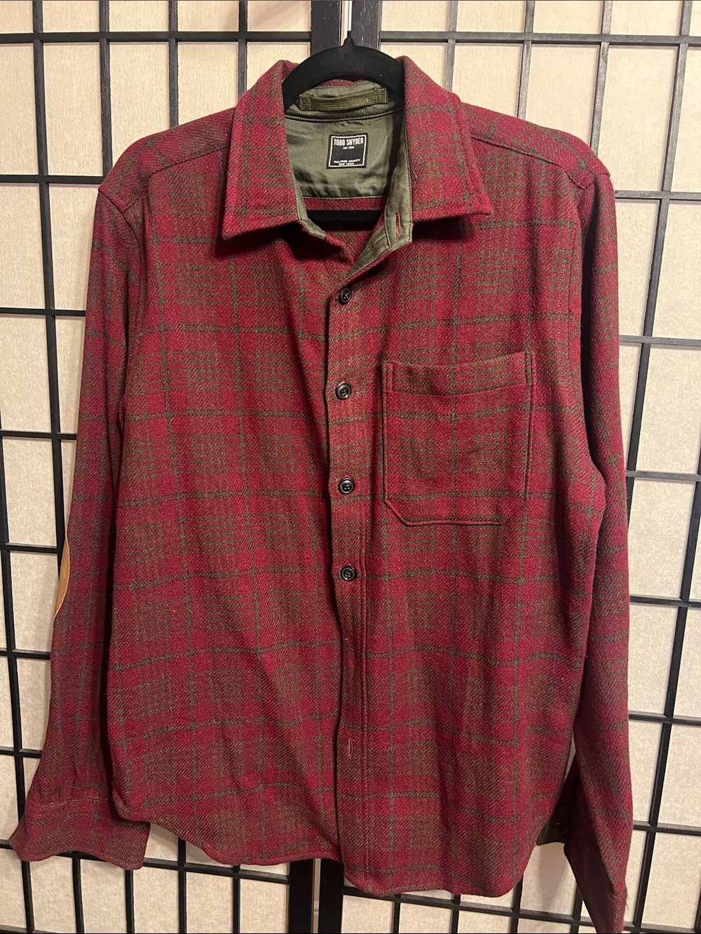 Todd Snyder Red Plaid Button-Up Wool Shirt Jacket